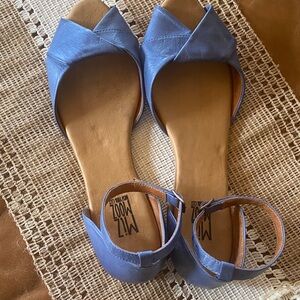 Miz Mooz Periwinkle Blue Leather Crisscross Open-Toe Ankle-Strap Sandals